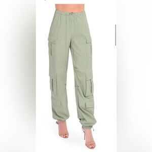 Alice + Olivia Sage Green Cargo Joggers